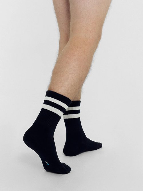 Носки мужские черные с рисунком в виде полосок, фото 2 из 12