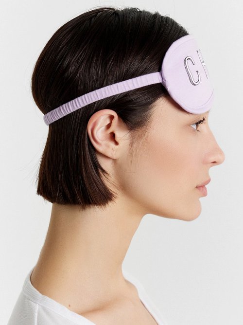 Повязка на голову для сна лавандовая с надписью "Chill", фото 4 из 24