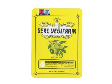 Тканевая маска для лица FORTHESKIN Super Food Real Vegifarm Double Shot Mask - Olive с экстрактом оливы Мила