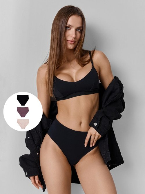 Трусы макси женские с высокой посадкой в наборе,3 шт, фото 1 из 10