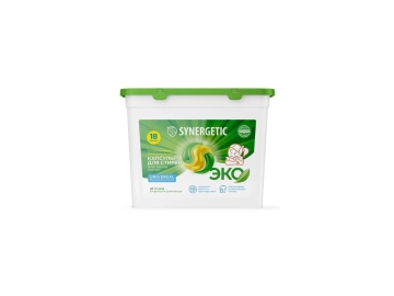 Капсулы д/стирки SYNERGETIC UNIVERSAL  конц., гипоаллерг., 18 штук