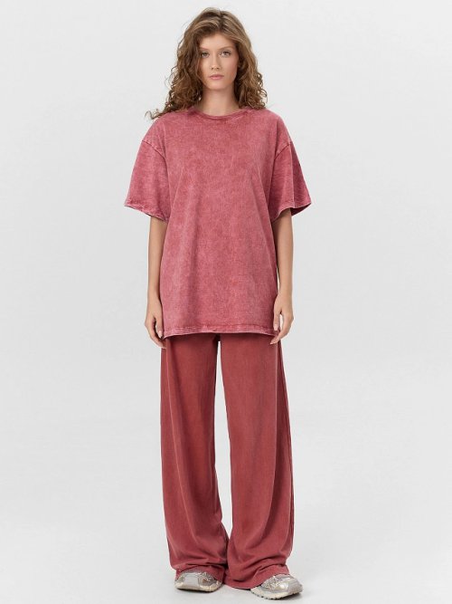 Футболка женская оверсайз терракотовая с обработкой эйсид, фото 8 из 8