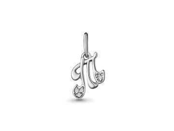 Подвеска буква Aquamarine, серебро 925 проба, вставка фианит