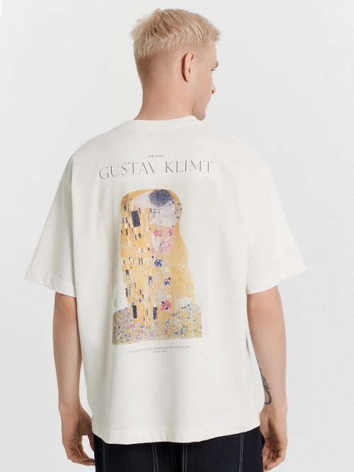 Футболка мужская кремовая с принтом и надписью "Art u wear ", фото 1 из 12