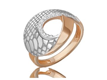 Кольцо декоративное Platina Jewelry, красное золото 585 проба, вставка фианит