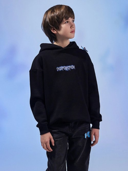Худи для мальчиков черное с принтом "Inspiration", фото 1 из 7