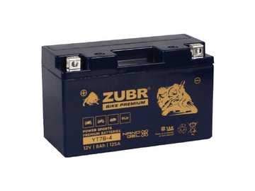 Мотоциклетный аккумулятор ZUBR Premium YT7B-4 L+ (8 А·ч)