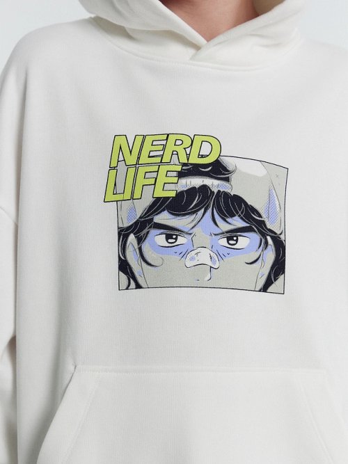Худи для мальчиков белое с надписью "Nerd life", фото 6 из 8