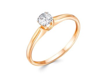 Кольцо помолвочное 7 Карат, красное золото 585 проба, вставка фианит