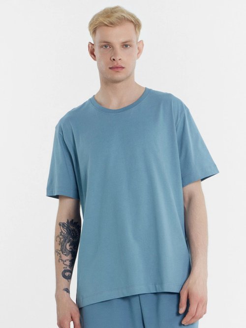 Футболка мужская в серо-голубом цвете, фото 1 из 5