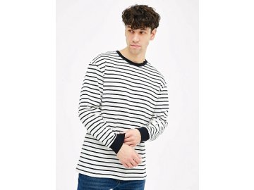 Лонгслив мужской в молочно-серую полоску Марк Формель