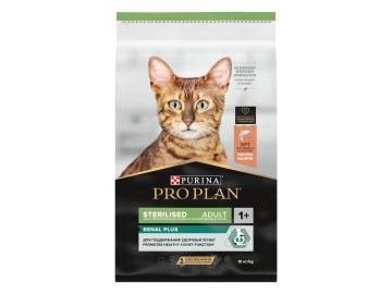 Корм сухой Purina Pro Plan для стерилизованных и кастрированных взрослых кошек всех пород, с высоким содержанием белка, со вкусом лосося, Sterilised Adult Renal Plus, 10 кг