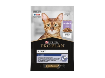 Пауч Purina Pro Plan для взрослых кошек, живущих дома, вкусные кусочки с индейкой в желе, 85 г