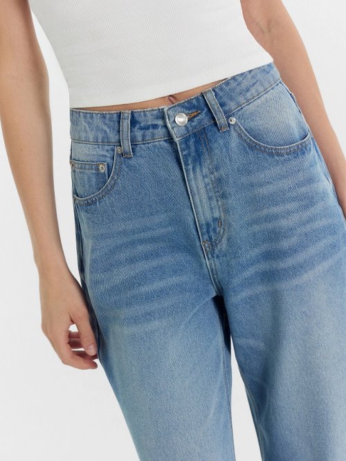Брюки женские джинсовые wide leg fit голубые, фото 6 из 40