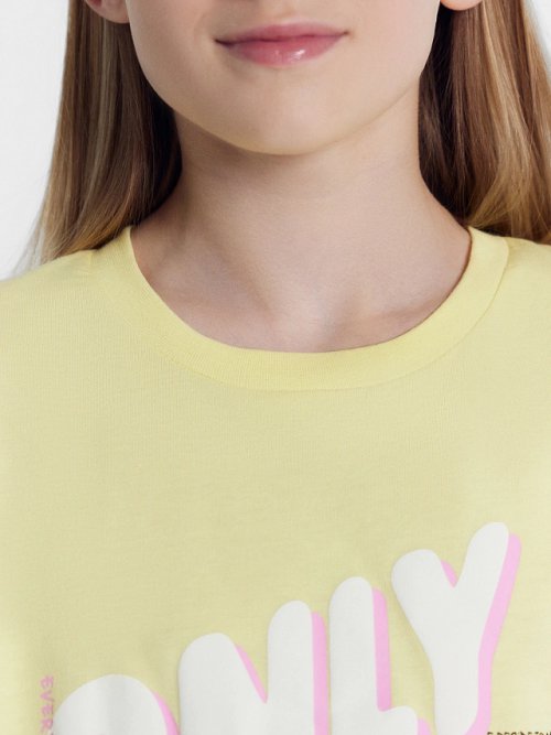 Футболка для девочек желтая с печатью, фото 5 из 6