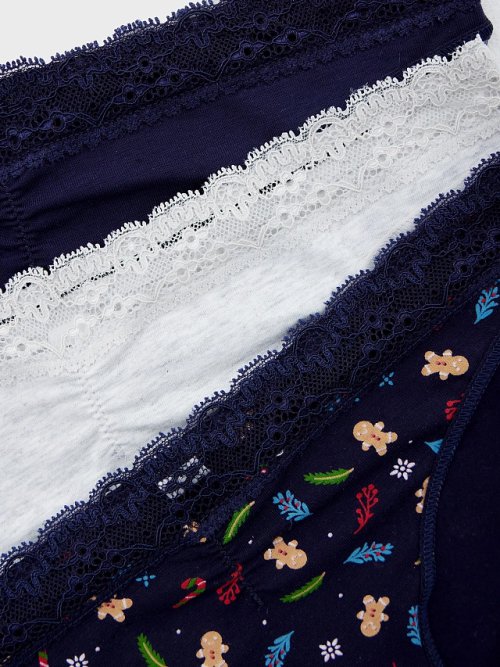 Трусы бикини женские с новогодним дизайном в наборе, 3 шт, фото 10 из 30