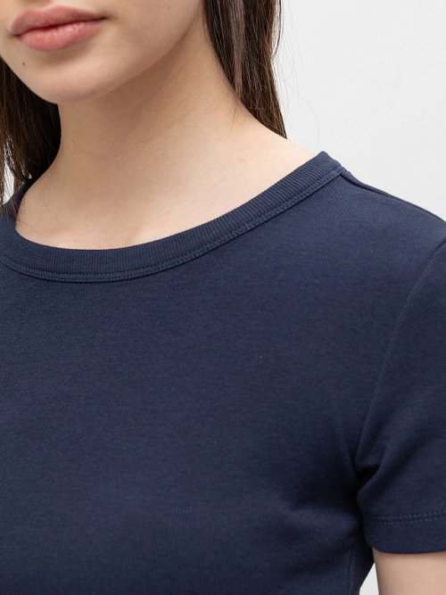 Спортивная футболка в рубчик синего цвета, фото 3 из 4