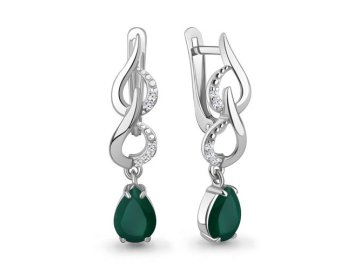 Серьги длинные Aquamarine, серебро 925 проба, вставка фианит