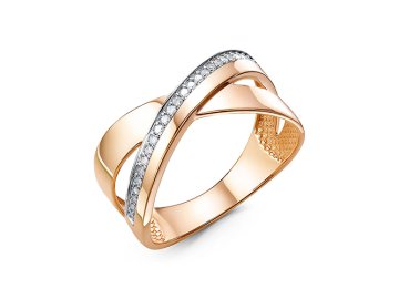 Кольцо декоративное RoseGrace, красное золото 585 проба, вставка бриллиант