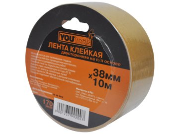 Лента клейкая двухсторонняя YOURTOOLS на п/п основе 38мм*10м 170мкм на акции в магазинах Ома