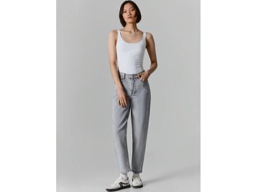 Джинсы женские серые mom fit с высокой посадкой