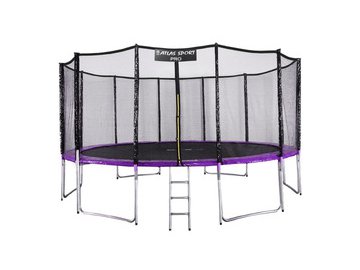Батут пружинный с защитной сеткой и лестницей ATLAS SPORT 16FT-6 PRO purple