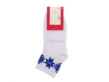 Носки женские STEP by STEP Орнамент синий, размер 23, цвет белый, арт. НЖ 9047-40