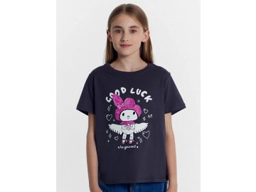 Футболка для девочек серая с зайкой