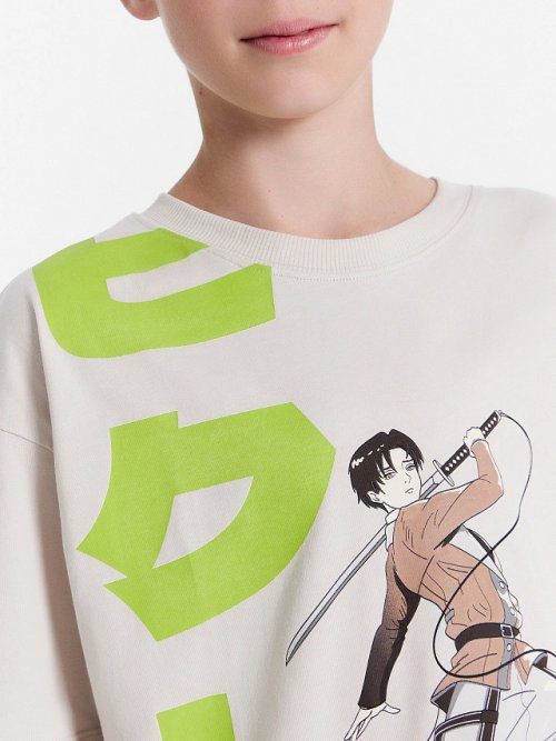 Футболка для мальчиков в сером оттенке с аниме, фото 5 из 5