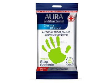 Салфетки влажные AURA Актибактериальные, 15 шт