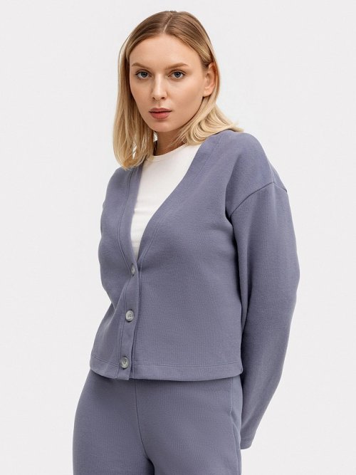 Кардиган женский укороченный в синем цвете, фото 5 из 8