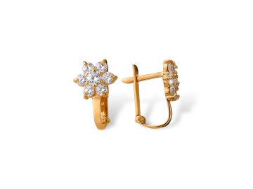 Серьги детские 7 Карат, красное золото 585 проба, вставка фианит