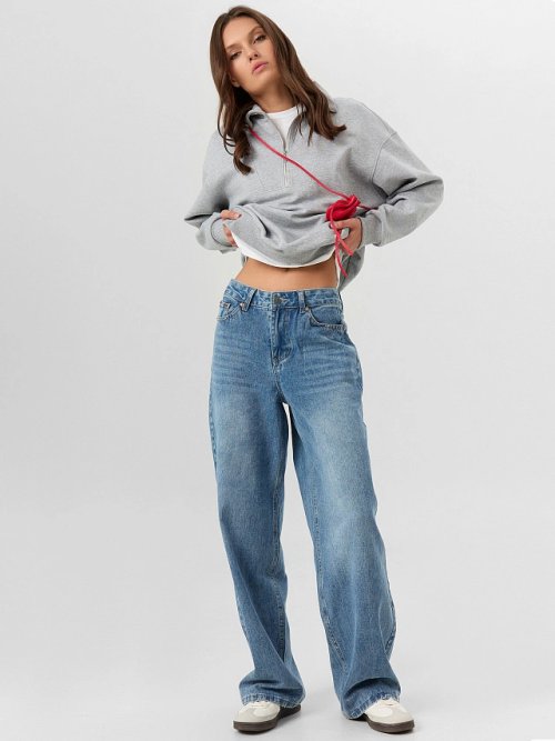 Джинсы женские Baggy fit синие со средней посадкой, фото 8 из 18