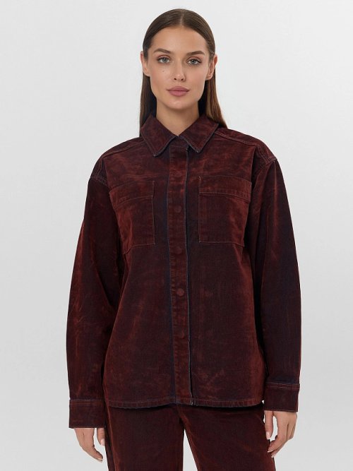 Жакет женский джинсовый бордовый, фото 1 из 8