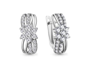 Серьги с английским замком Aquamarine, серебро 925 проба, вставка фианит