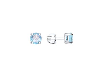 Серьги пусеты SOKOLOV, серебро 925 проба, вставка топаз