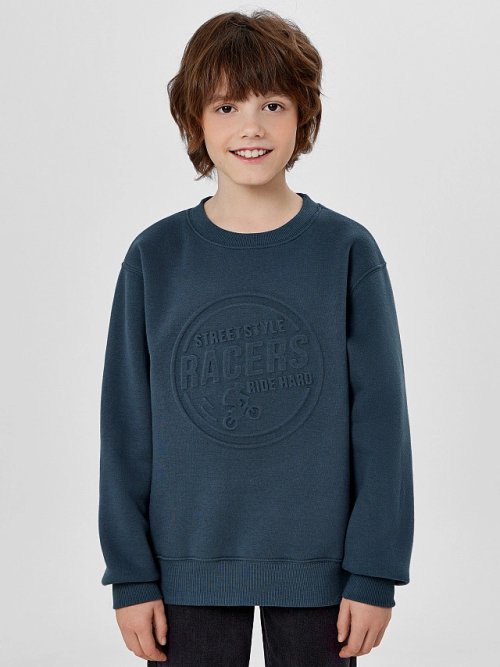 Свитшот для мальчиков синий с надписью "Streetstyle racers", фото 1 из 8