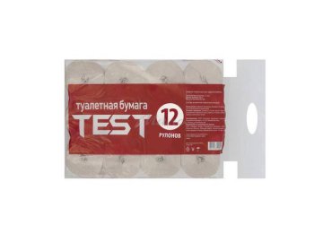 Туалетная бумага TEST однослойная, 12 рул