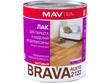 Лак BRAVA ALKYD 2122 для паркета и изделий из древесины (АУ-2122) бесцветный матовый  3л (2,3 кг)