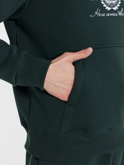 Комплект мужской (худи, брюки) зеленый с печатью, фото 5 из 6