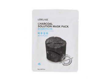 Маска для лица LEBELAGE Charcoal Solution Mask Pack с порошком угля тканевая, 25 г