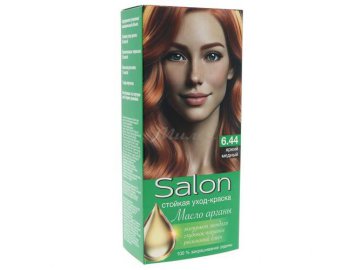 Уход-краска для волос SALON стойкая, тон 6.44 яркий медный