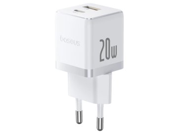 Baseus Palm Fast Charger C+U 20W с кабелем USB-C to USB-C 60W (белый) МТС