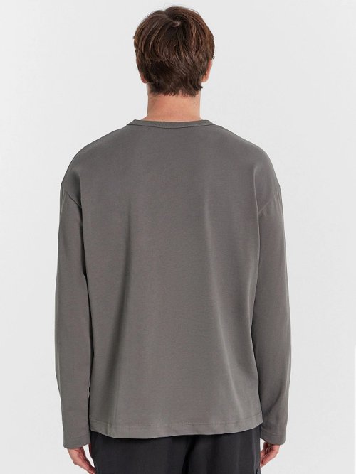 Лонгслив мужской в цвете хаки с печатью, фото 2 из 6