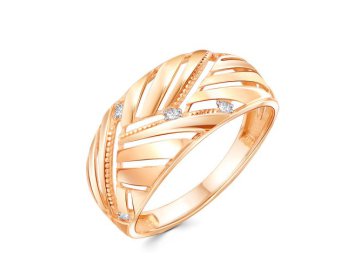 Кольцо декоративное ZOLOTYE UZORY, красное золото 585 проба, вставка цирконий