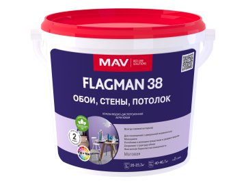Краска FLAGMAN 38 обои, стены, потолок (ВД-АК-2038) белая матовая  5л (7 кг)