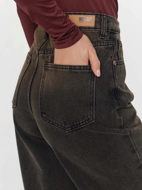 Джинсы женские Wide leg fit коричневые, фото 6 из 24