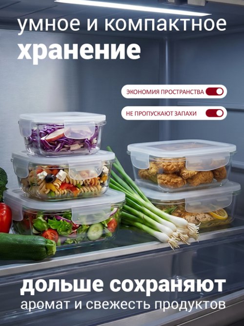 Набор стеклянных контейнеров с крышкой Food Jars (5 шт.), фото 4 из 8