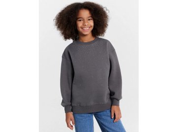 Свитшот для девочек серый со стразами Марк Формель