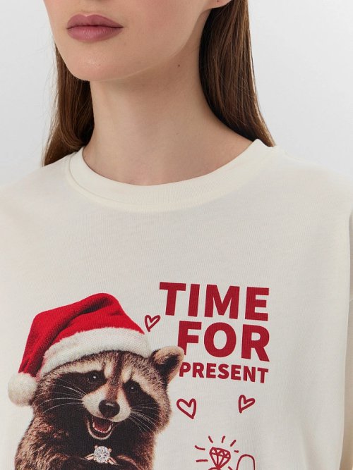 Футболка женская новогодняя с надписью "Time for present", фото 4 из 35